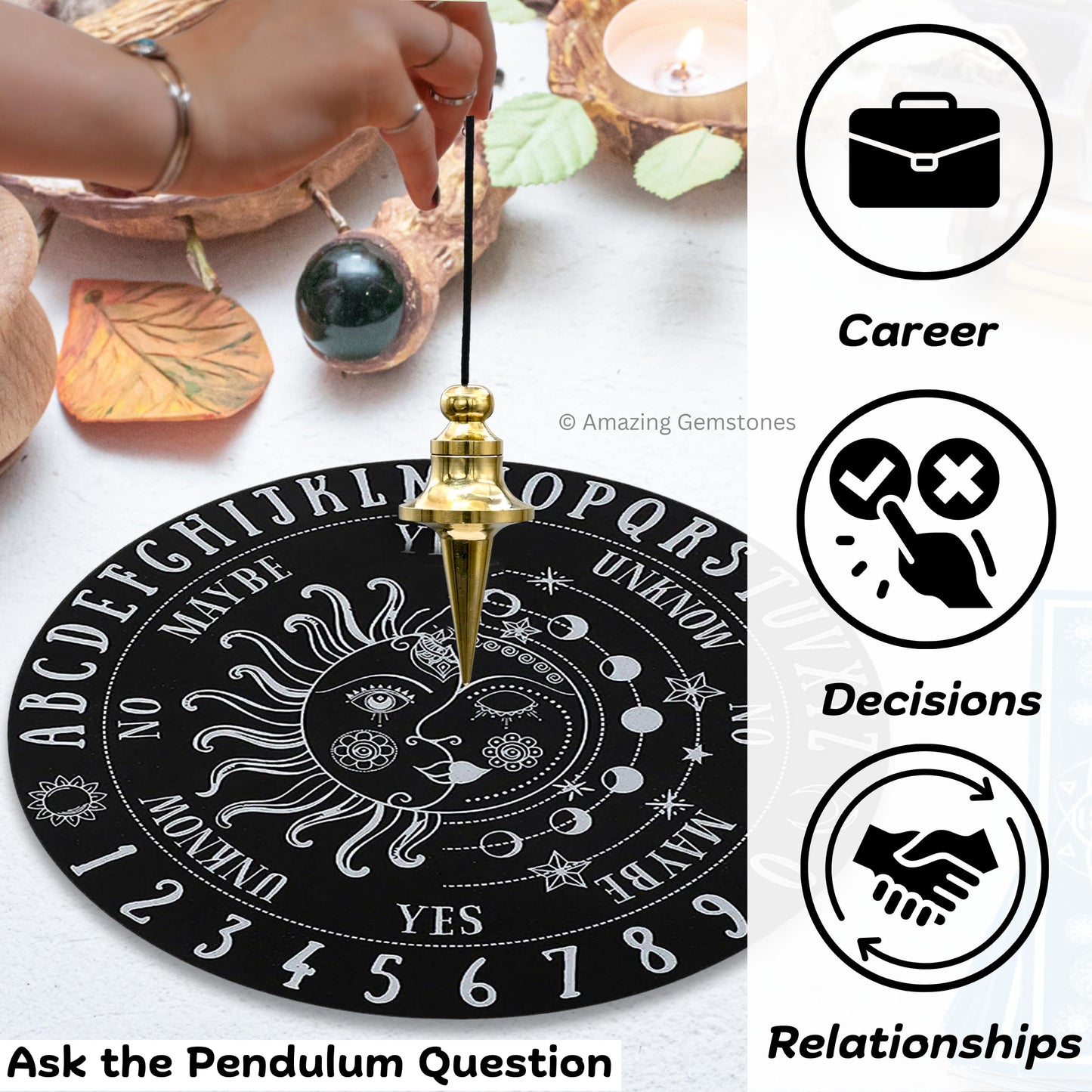 Amazing Gemstone Healing Metal Pendulums for Divination, Gold Disc Cone Long Point Steel Copper Pendulum High Energy Pendulo de Bronce Pendulos de Mesa MP63