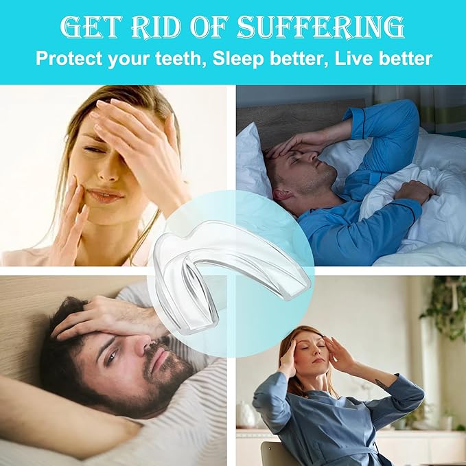Night Guard for Teen Teeth Grinding Nighttime Teeth Protection Sleep Well Medium Size, 4 Pack Moldable Nighttime Protection Guard for Clenching Teeth | Including Hygiene Case and Gel Ice Pack