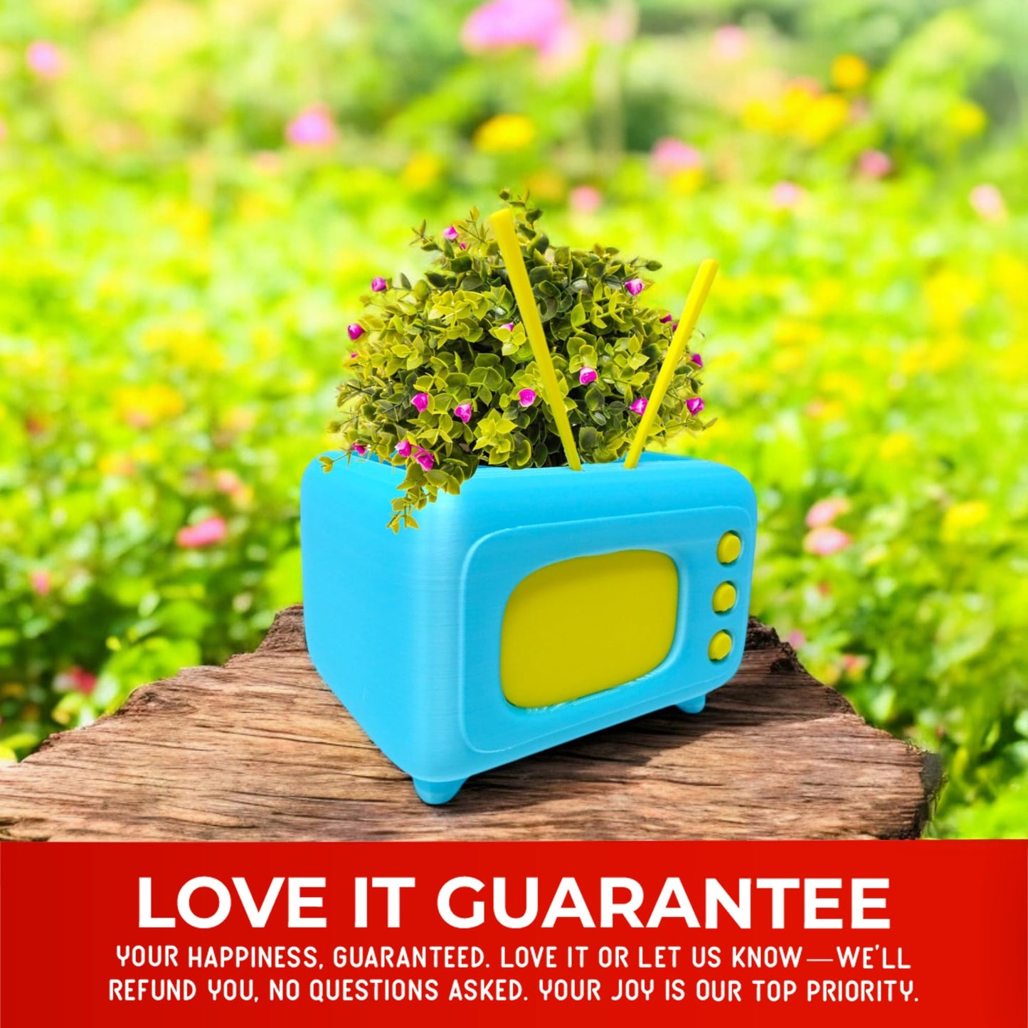 Mini Retro TV Succulent Planter β Funny 3D Printed Pot for Air Plants or Cactus, Unique Kawaii Desk Decor, Novelty Gift Idea for Plant Lovers, Office Display, Dorm Shelf, Home Accent
