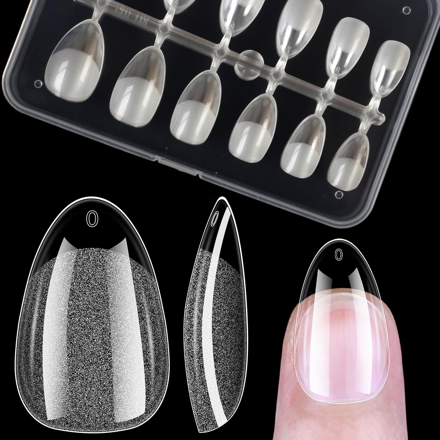 BORNBYME Extra Short Almond Soft Gel Nail Tips,120PCS Pre Buff Full Cover Shaped Nail Extenison Tips Half Matte Gel Nail Tips Acrylic False Nail Tips