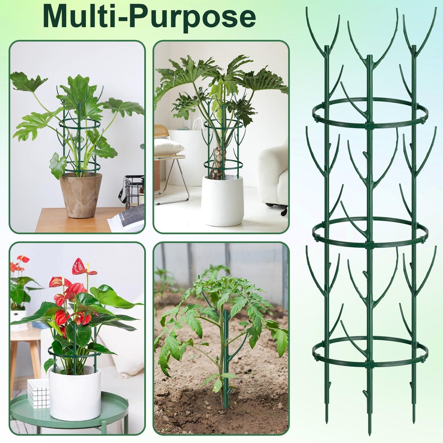 18 Pcs Plant Support Stakes & Plant Cage Support Rings, Plant Supports for Indoor Plants, Stackable Plant Holder Stick, Small Plants Potted Plants Flower Other Climbing Plants (6.4 "Wide X 11" High)