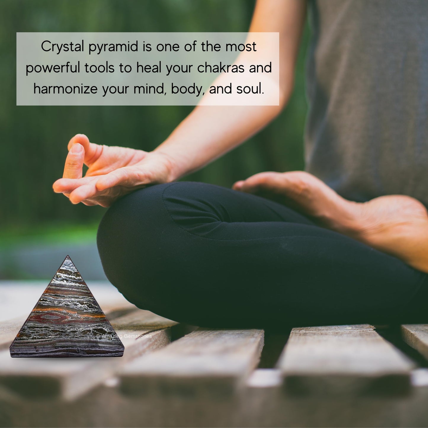Amazing Gemstone Iron Tiger Eye Pyramid Crystal Healing Stones - 1.5" Great Pyramid Figurine of Natural Stone Pyramid for Meditation, Reiki, Chakra Balancing and Crystal Pyramids Grid