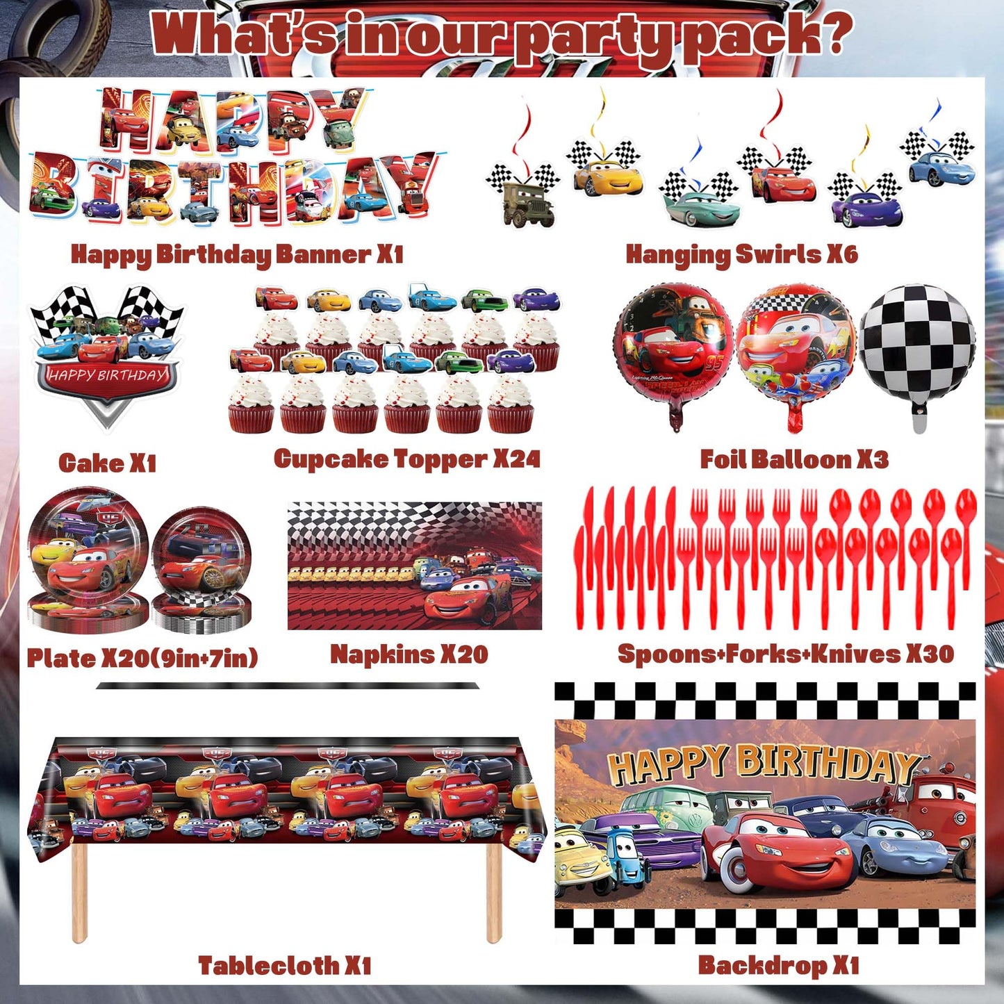 Cartoon Birthday Decorations, Cartoon Party Decorations Set with 90 PCS Balloon Garland, Backdrop, Paper Tableware, Tablecloth, Banner
