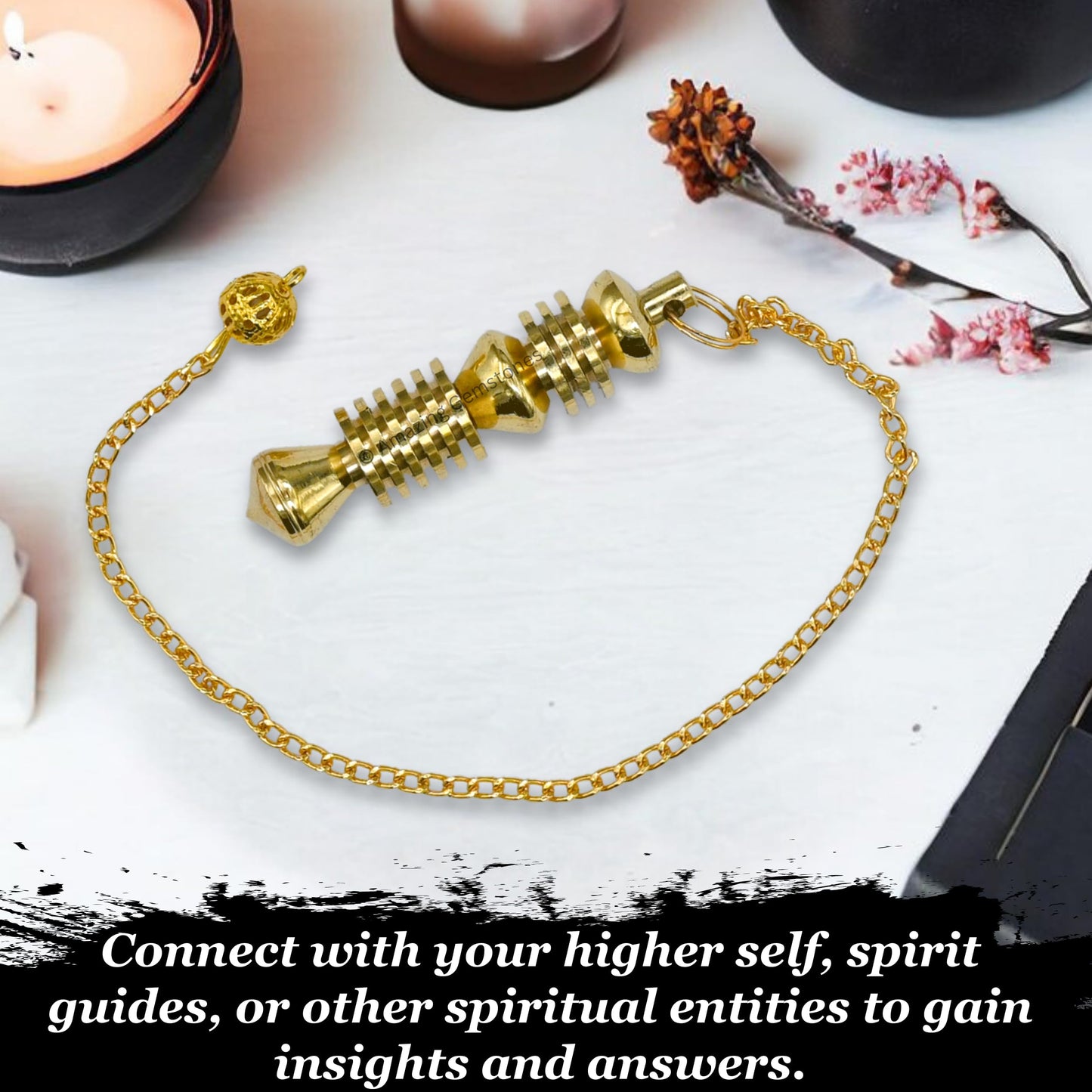 Ibrahim Karim Universal Pendulum Healing Metal Pendulums for Divination, Gold Double ISIS Steel Copper Pendulum High Energy Pendulo de Bronce Pendulos de Mesa MP21