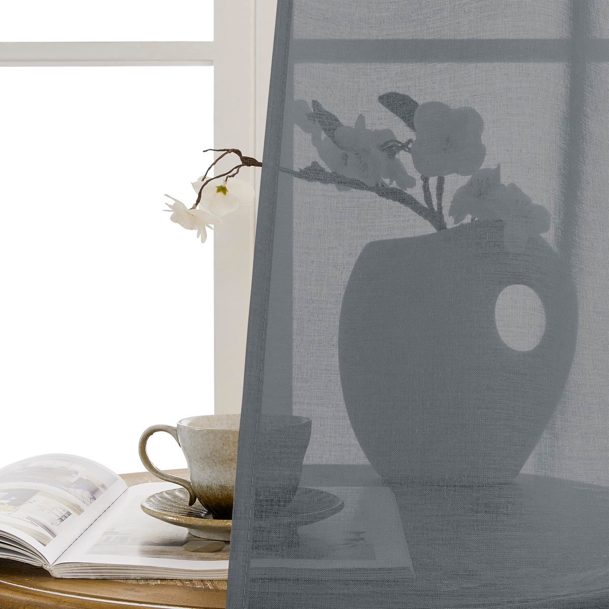 Sheer Door Curtains Closet Linen Textured Curtain Sheers Doorway Light Filtering Voile French Doors Rod Pocket Curtains Patio Glass Door
