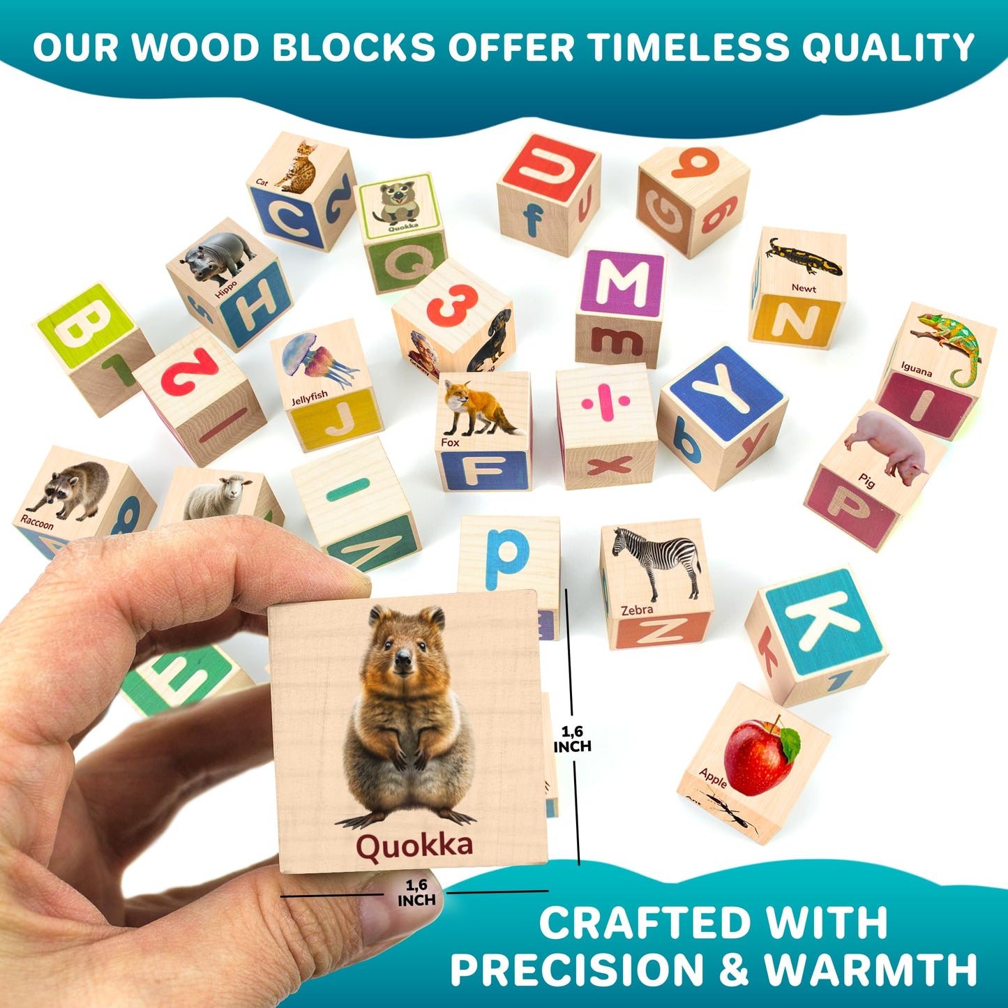 QUOKKA Set of 2 Wooden Blocks for Toddlers