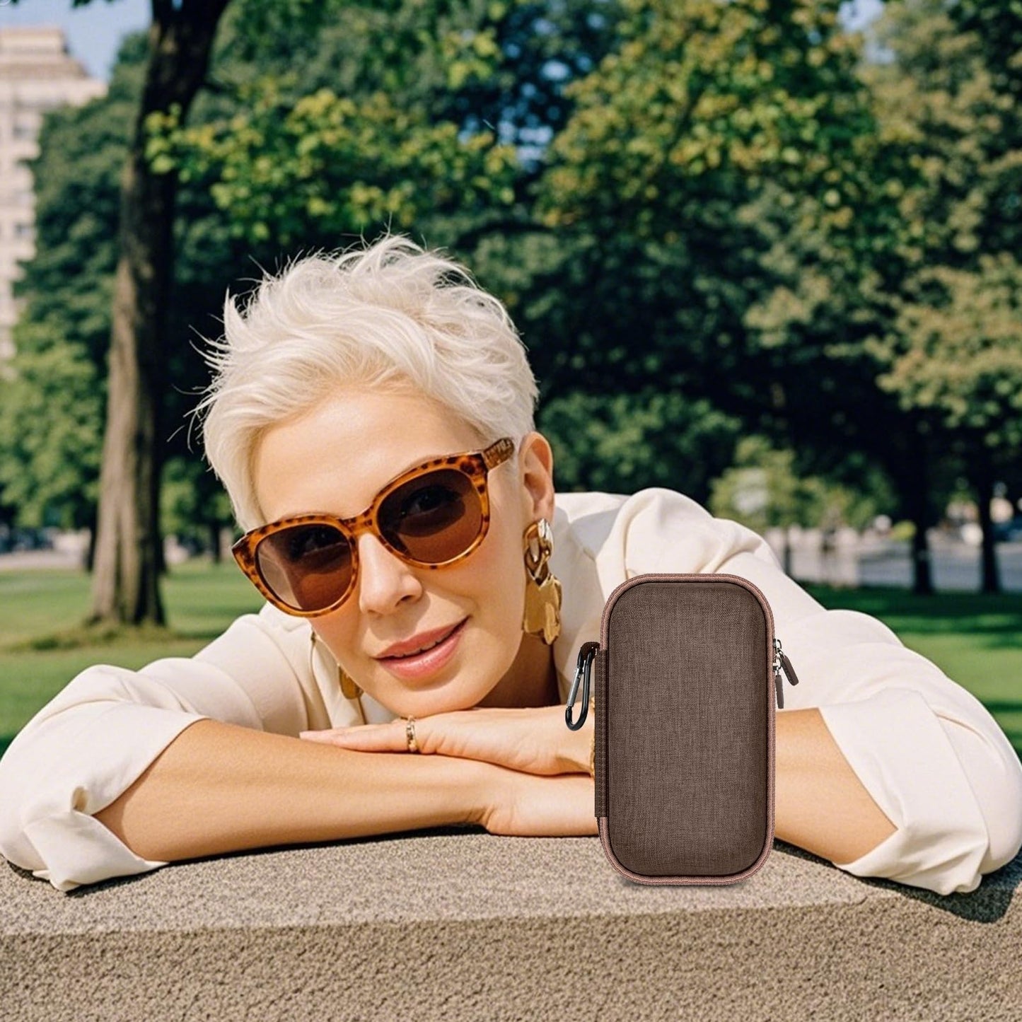 Grapsa Travel Sunglasses Organizer Cases for Quay Polarized Sunglasses Men Women, Trendy Sunglasse Storage Holder (Bag Only) (Classic, Brown-2 Slot)