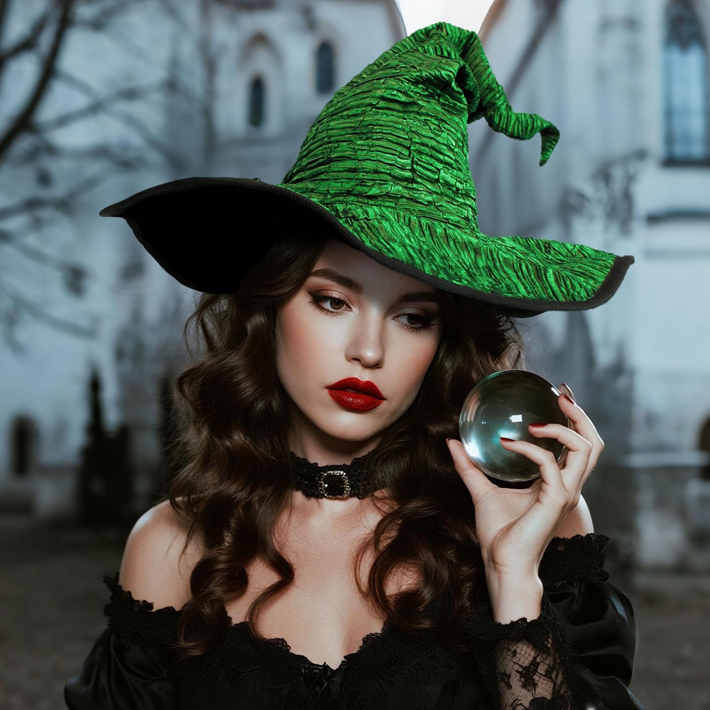Wizard Hat for Adult Halloween Costume Witch Hat Cosplay Accessory Can Be DIY Your Own Styling (Style-B green)