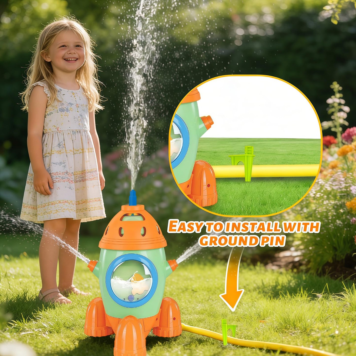 Kids Outdoor Water Baseball Sprinkler Toys for Ages 3-8 – Backyard Tball Set with Adjustable Flow Control Valve & Bat Ball – Summer Splash Water Games for Toddlers 4-7