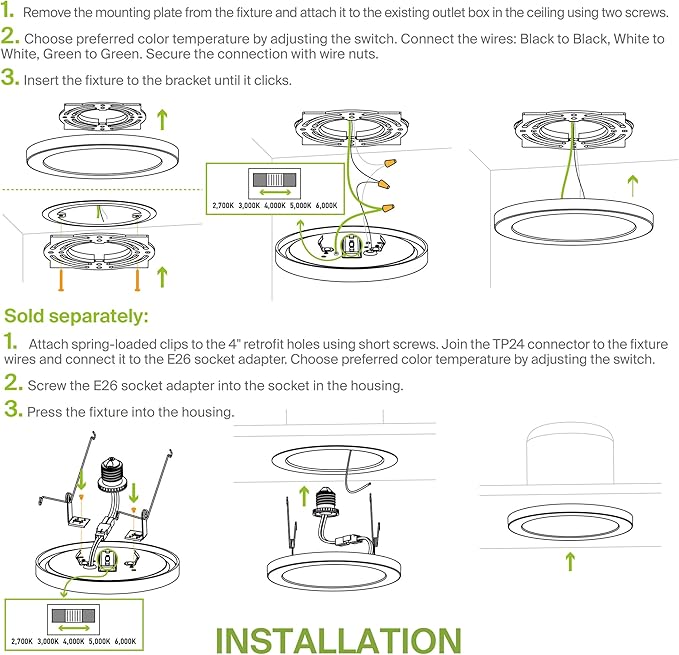 ASD LED 9" Round Flush Mount Ceiling Light Fixture, Low Profile Surface Lighting | 5CCT, Dimmable, Ultra-Thin, ETL Listed | 18W 1660LM 2700-6000K 120V | Kitchen, Bedroom, Hallway Lamp | White, 6 Pack