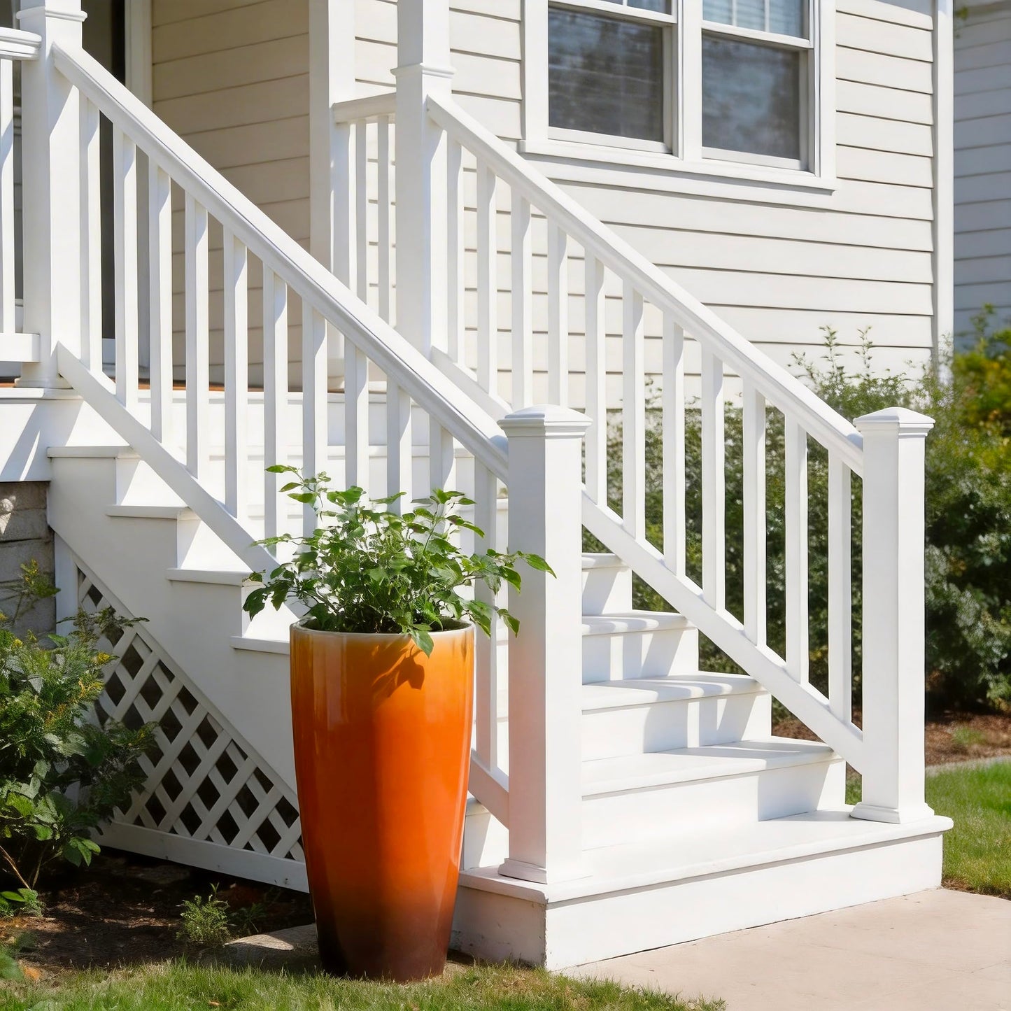 Lucieblessdesign 21 inch Tall Planters for Outdoor & Indoor Plants, Set of 2 Large Outdoor Planters for Porch, Tall Planter (Orange)