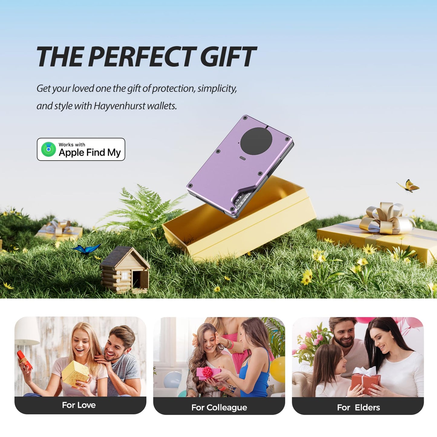 Air Wallet for women, Built-in Tracker Slim Wallet, Smart Wallet with Money Clip, Compatible with FindMy Network(iOS Only), Anti-Theft Card Holder, *Gift for Women (Tracker Wallet, Macaron purple)
