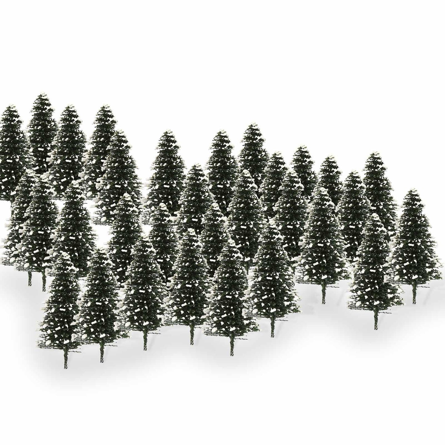 50PCS Model Cedar Trees with Snow 2.05 inch (52 mm) for Diorama Train Railway Winter Scenery Landscape Layout HO N Scale (2.05Inch(52mm)-50PCS)
