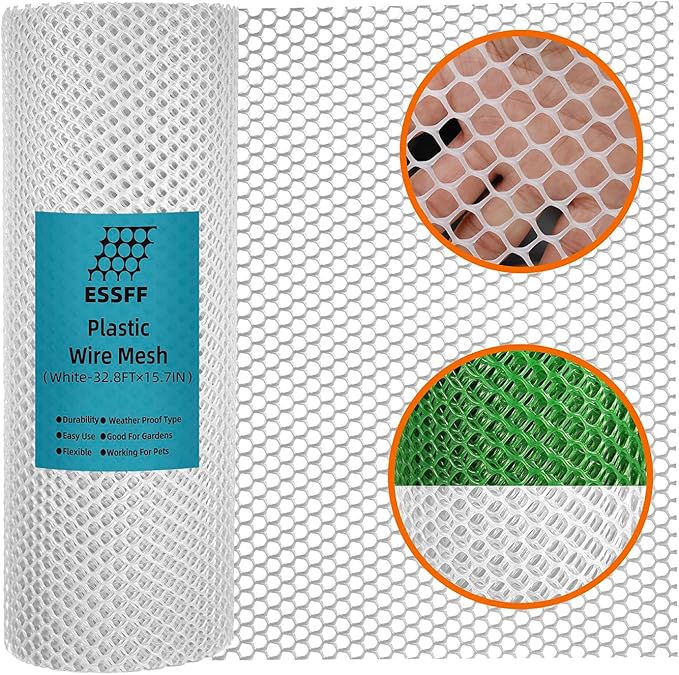 Pet & Garden Safeguard - 15.7IN x 16.4FT Roll - White Plastic Netting, Multi-Use Decorative Fencing for Poultry, Dogs, Rabbits,Chicken and Snake Barrier