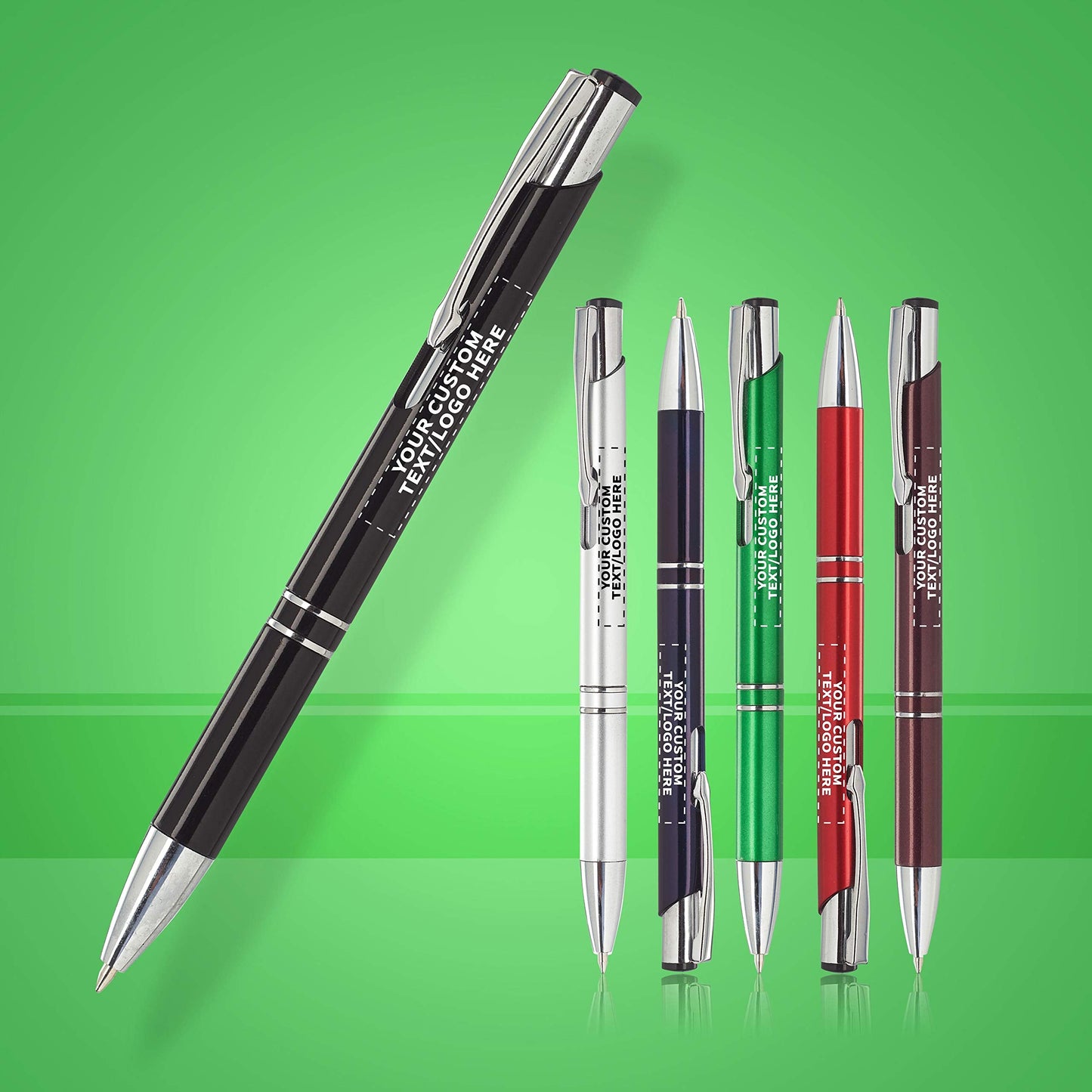 DISCOUNT PROMOS Personalized Retractable Plastic Ballpoint Pens - 100 pack - Plastic Pens - Customizable Text, Logo - Black