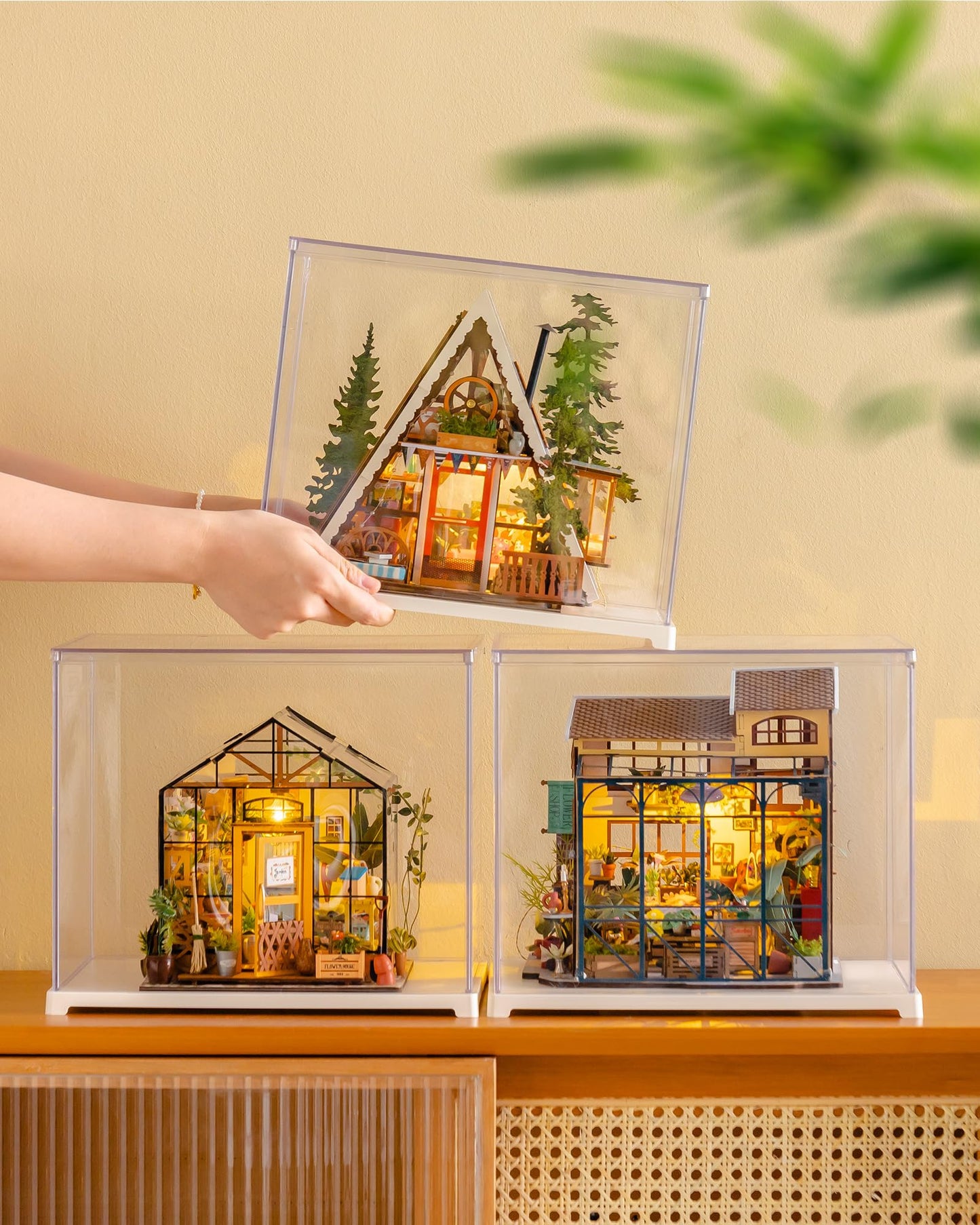 Rolife DIY Miniature House Kit for Adults, Mini Wooden Dollhouse Kit, Tiny House Diorama Building Kits-Birthday Christmas Craft Hobbies Gift for Teens Kids (A-Frame Cabin)