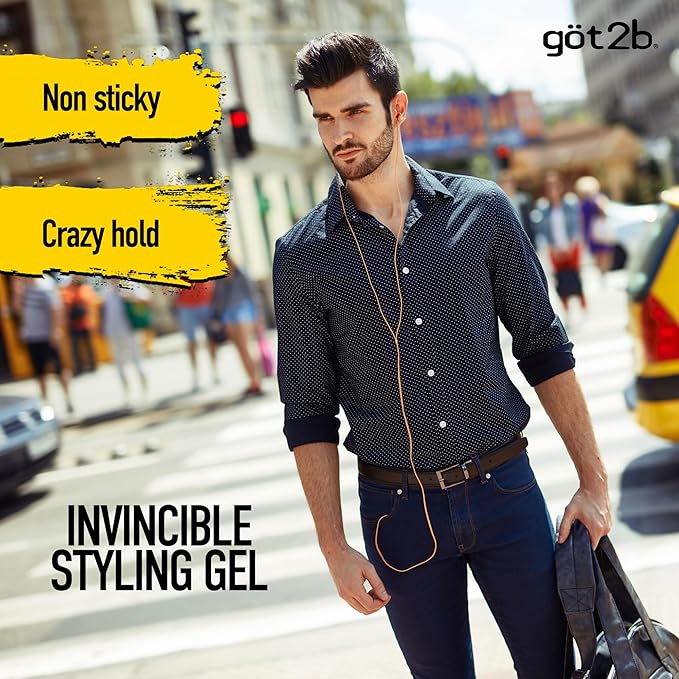 got2b Ultra Glued Invincible Styling Gel Set, 6 Fl Oz (2-Tube) + 1.25 Fl Oz Travel Size, Hair Gel for Men and Women with Extra Strong Hold, Non-Sticky, No-Flake Formula for Vertical Styles