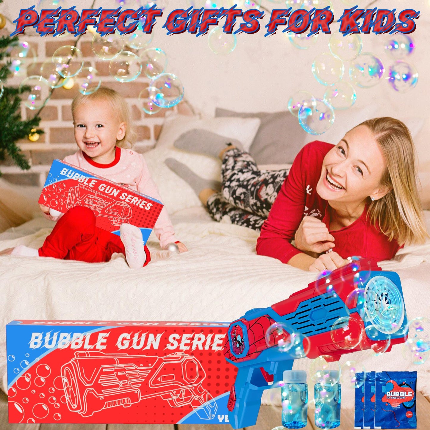 Bubble Machine Gun for Kids: Toys for 3+ Year Old Boys, Toys for Boys 4-6, Outsider&Outdoor Toy for Toddlers 3-5, Easter, Summer, Wedding, Party Favors, Halloween, Birthday Gifts