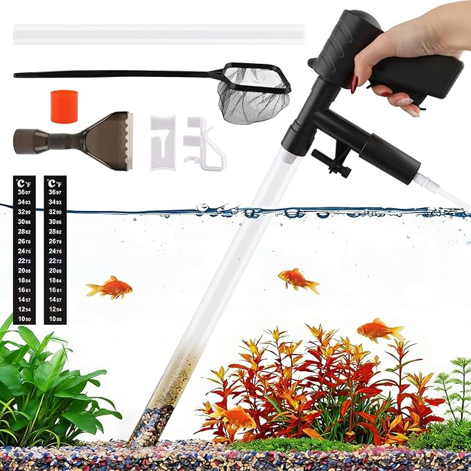 Aquarium Gravel Cleaner, Manual Press Fish Tank Siphon Water Changer Kit