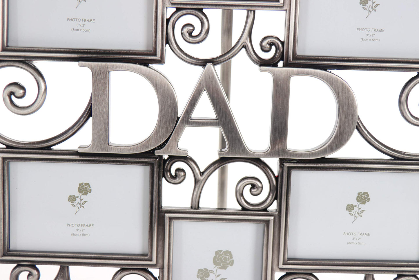 LASODY Dad Picture Frame,Cherish Every Memory,6 opening photo collage,Antique Silver,Father Day Giftsasody Fathers Day And Mothers Day Collage Picture Frame (3”X2“+2“x2", Dad)