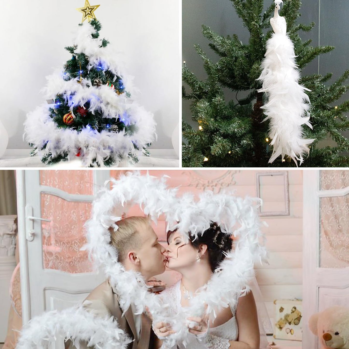 MehelloFeather Feather Boa 1.64Yards Turkey Feather Boa 30g for DIY Craft Wedding Party Halloween Costume Decoration(Pink)