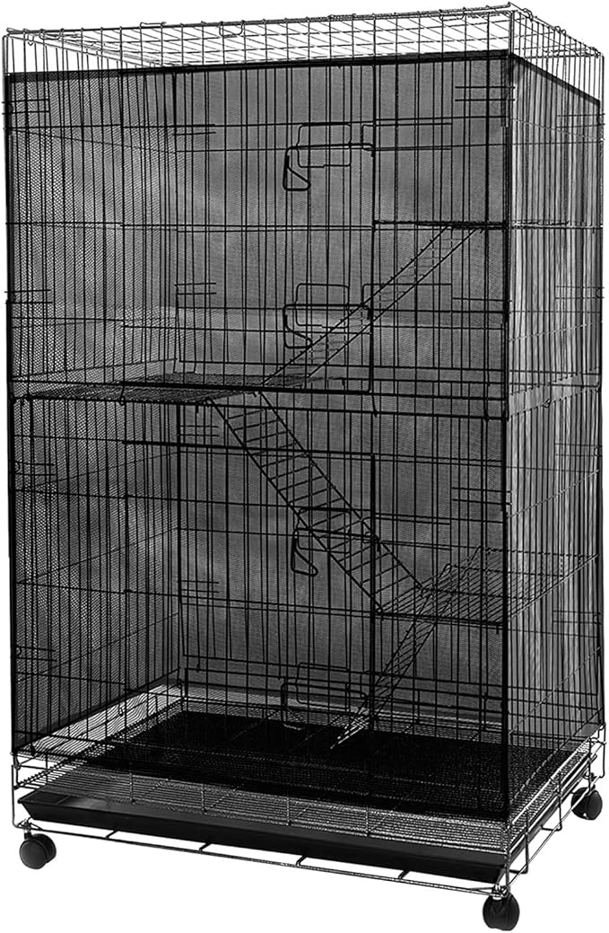 Aynaxcol Adjustable Birdcage Seed Feather Catcher Bird Cage Net Cover Soft Skirt Guard Birdcage Nylon Mesh Netting for Parrot (118 x 39.4 Inch) (White)
