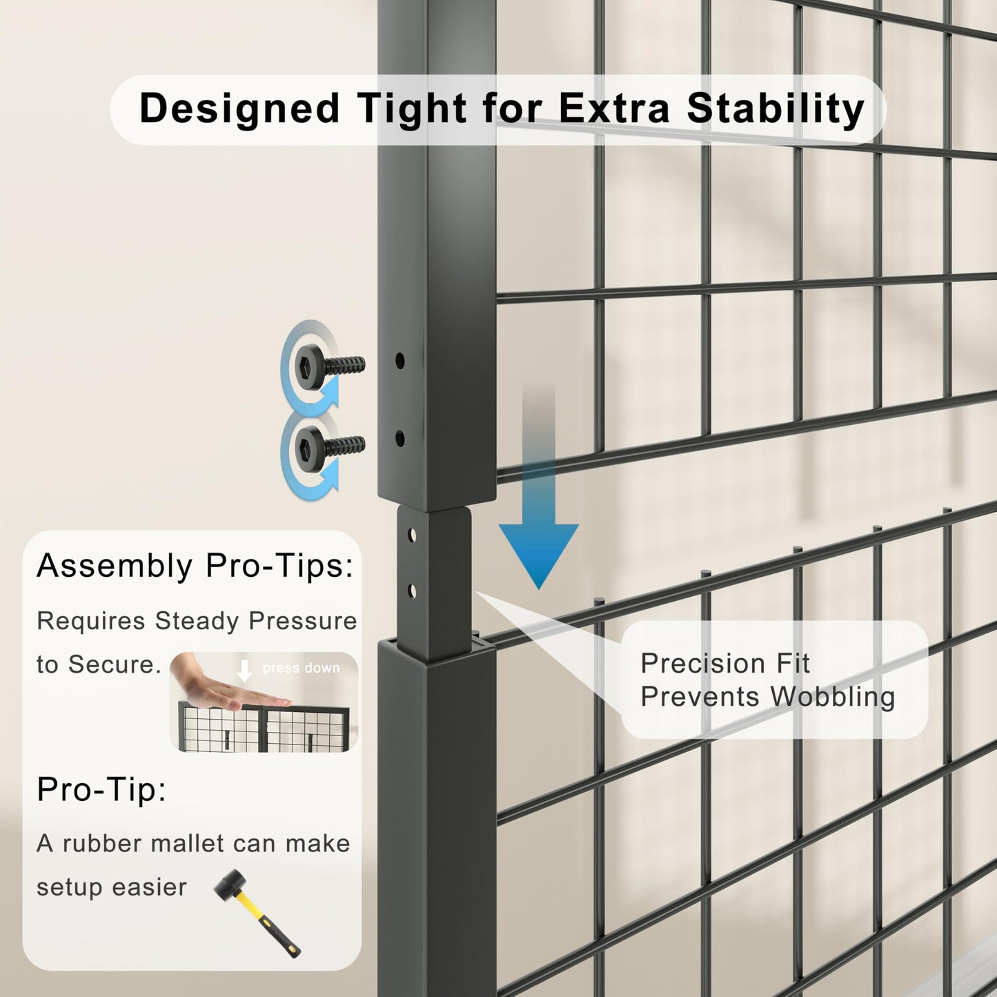 VAFEKOL Rolling Gridwall Display Stand, 65.6" H x 23.6" W Wire Mesh Rack with Wheels, Metal Display Grid for Art Shows, Craft Fairs, Retail Boutique & Home Storage, Black
