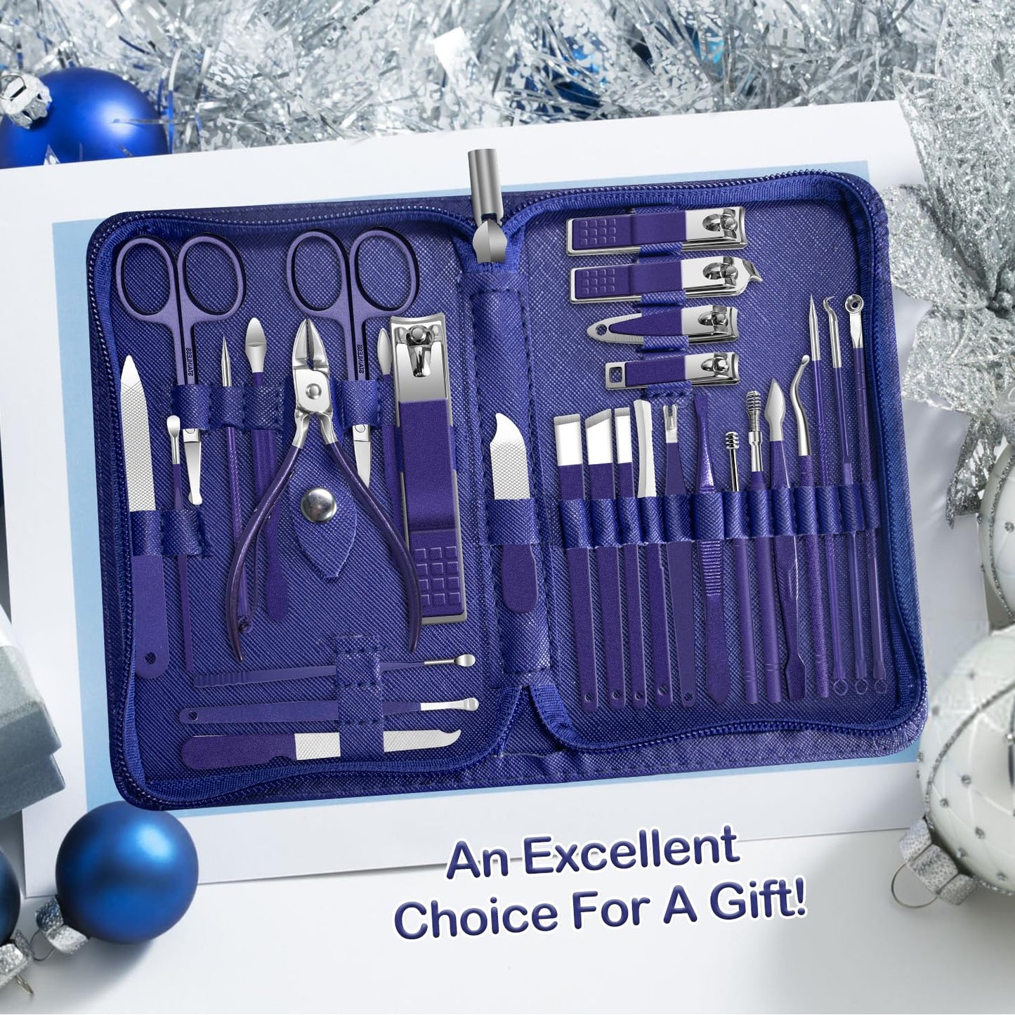 Manicure Set 30 in 1 Nail Clippers Set,Nail Manicure Kit for Women,RedFlow Toenail Clippers,Pedicure Kit,Pedicure Tools,Suitable for Travel Manicure Tools (Navy Blue)