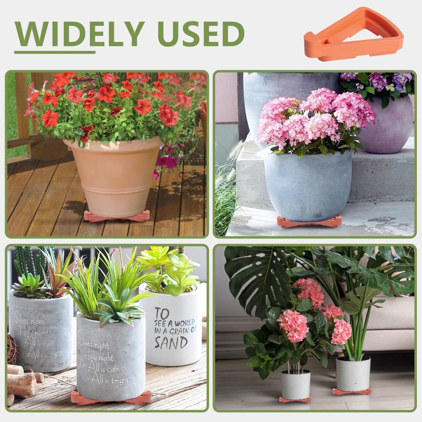 alalalight 24PCS Flower Pot Risers Toes,Invisible Plant Pot Feet for Outdoor Planters,Indoor Secure Compressive Environmental Triangular Lifters Supports (Small Orange)