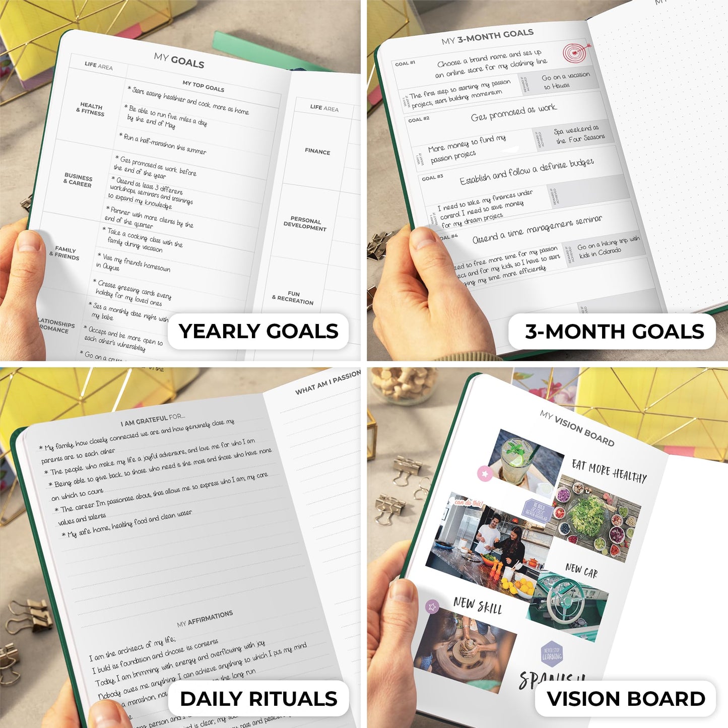 Clever Fox Planner Daily Premium – Undated Daily Planner with Hourly Schedule, Personal Organizer, Productivity Journal, 6 Months (Forest Green)