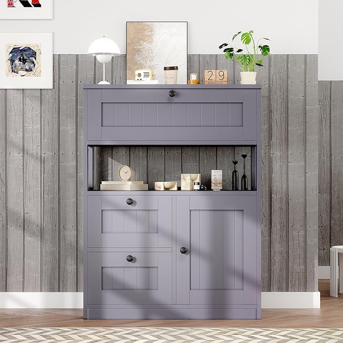 Bathroom Cabinet, Modern Bathroom Floor Storage Cabinet Organizer with 1 Door and 3 Drawers, Freestanding Cupboard for Kitchen/Living Room Use