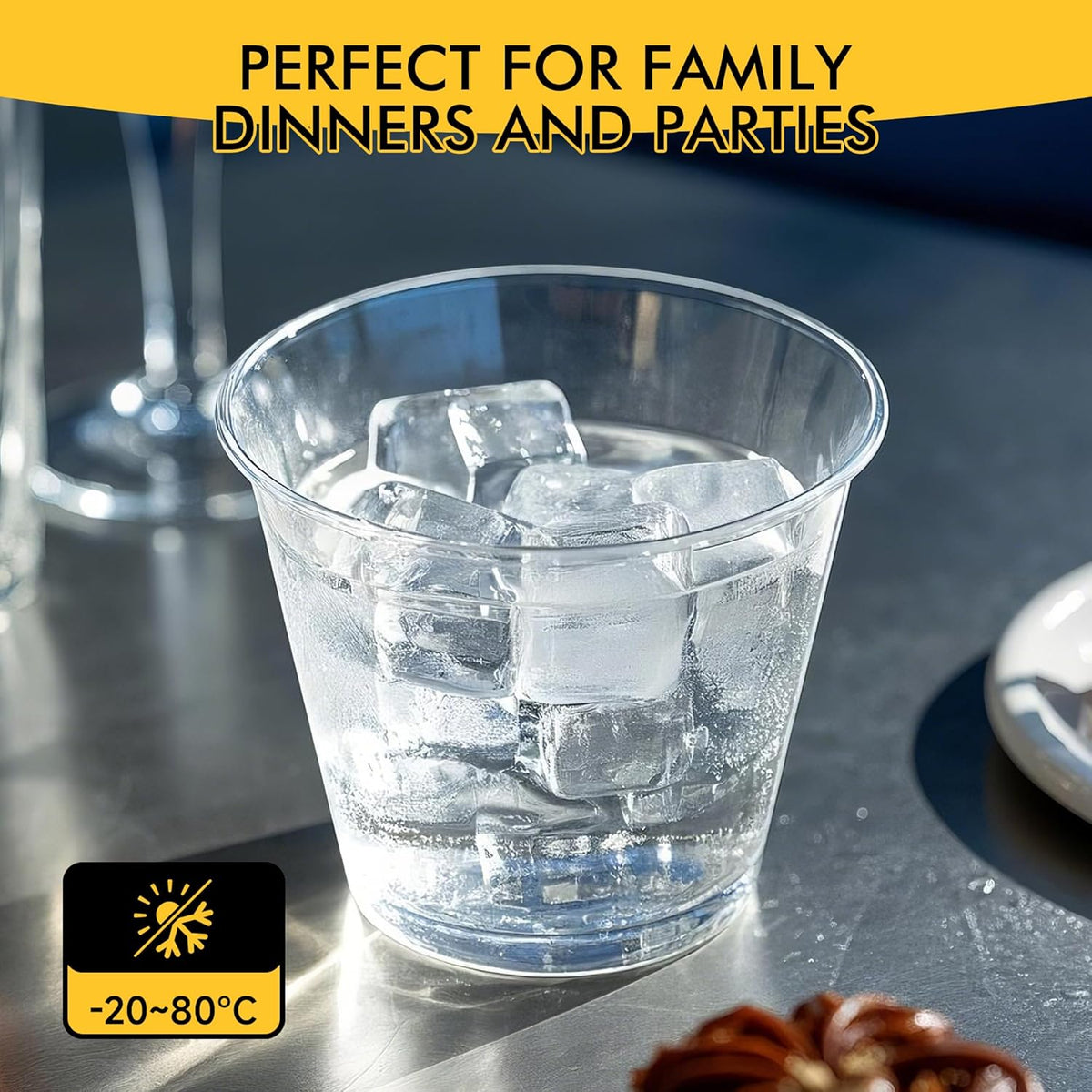 RACETOP 200 Pack 9 oz Clear Plastic Cups for Party, Disposable Clear Cup, Disposable Cups, Wine Glasses Cups, Plastic Cocktail Glasses