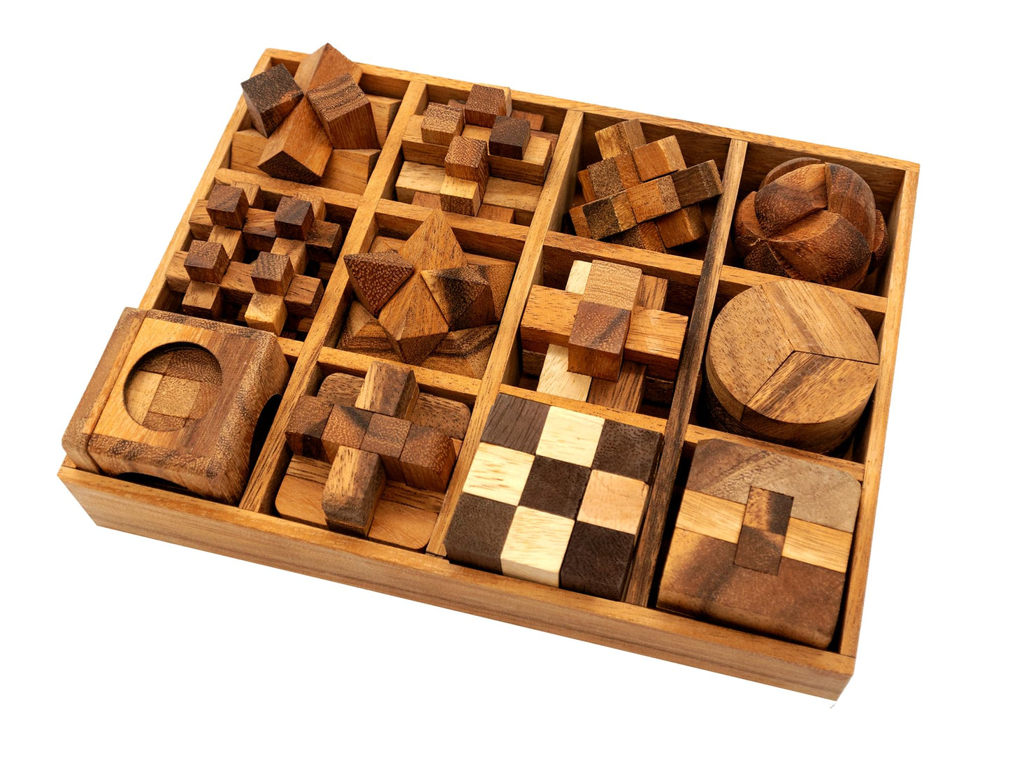 BSIRI Wooden Puzzle Box Set (12 Games) - Challenging Brain Teasers and 3D Puzzles for Adults, Interlocking Games Ideal for Patio Decor and Unique Gift for Chistmas