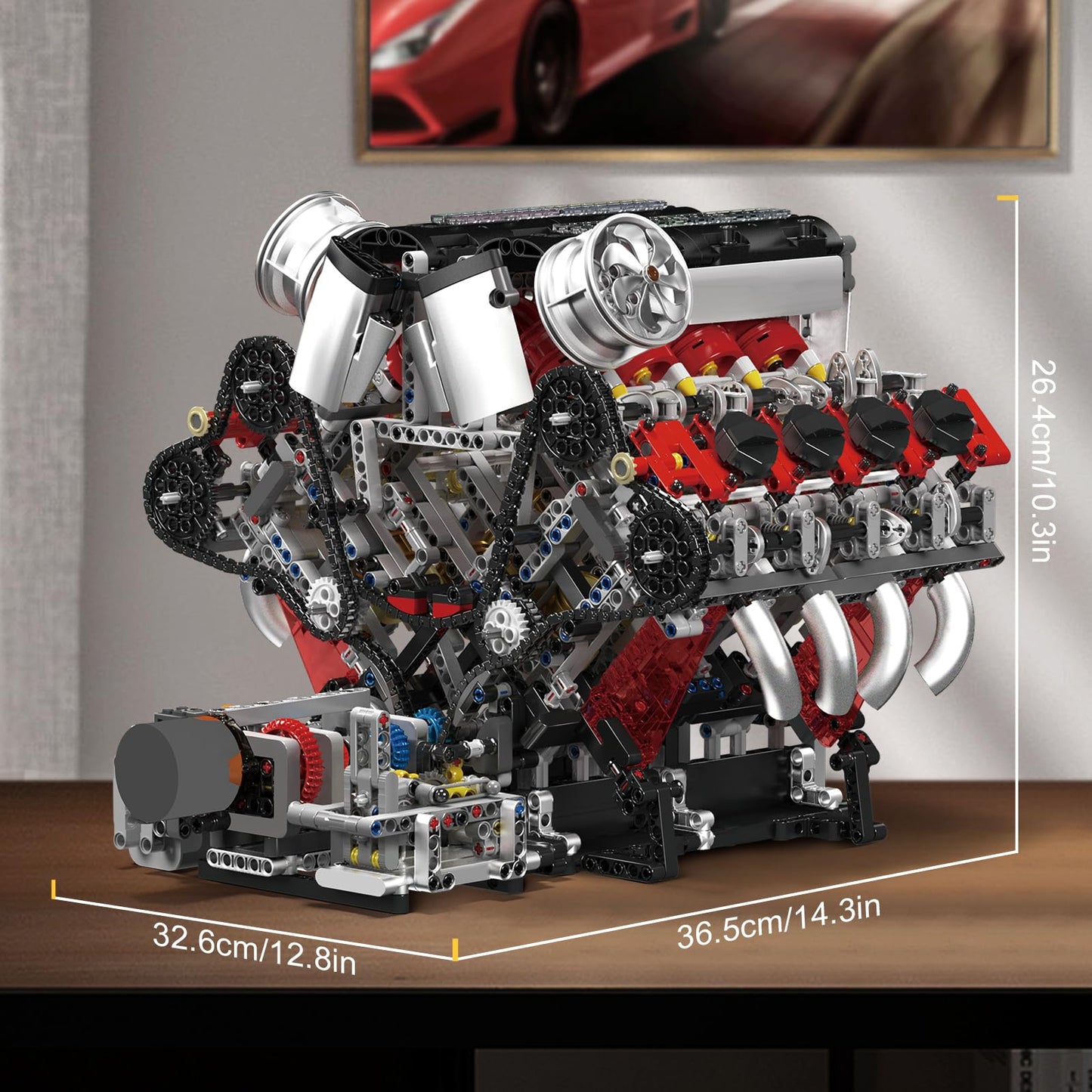 Mould King V8 Engine Building Blocks Sets, V8 Engine Model Kit That Runs, MOC Engineering Model Building Kit with Battery and Motor, 2718 PCS Building Blocks for Adults