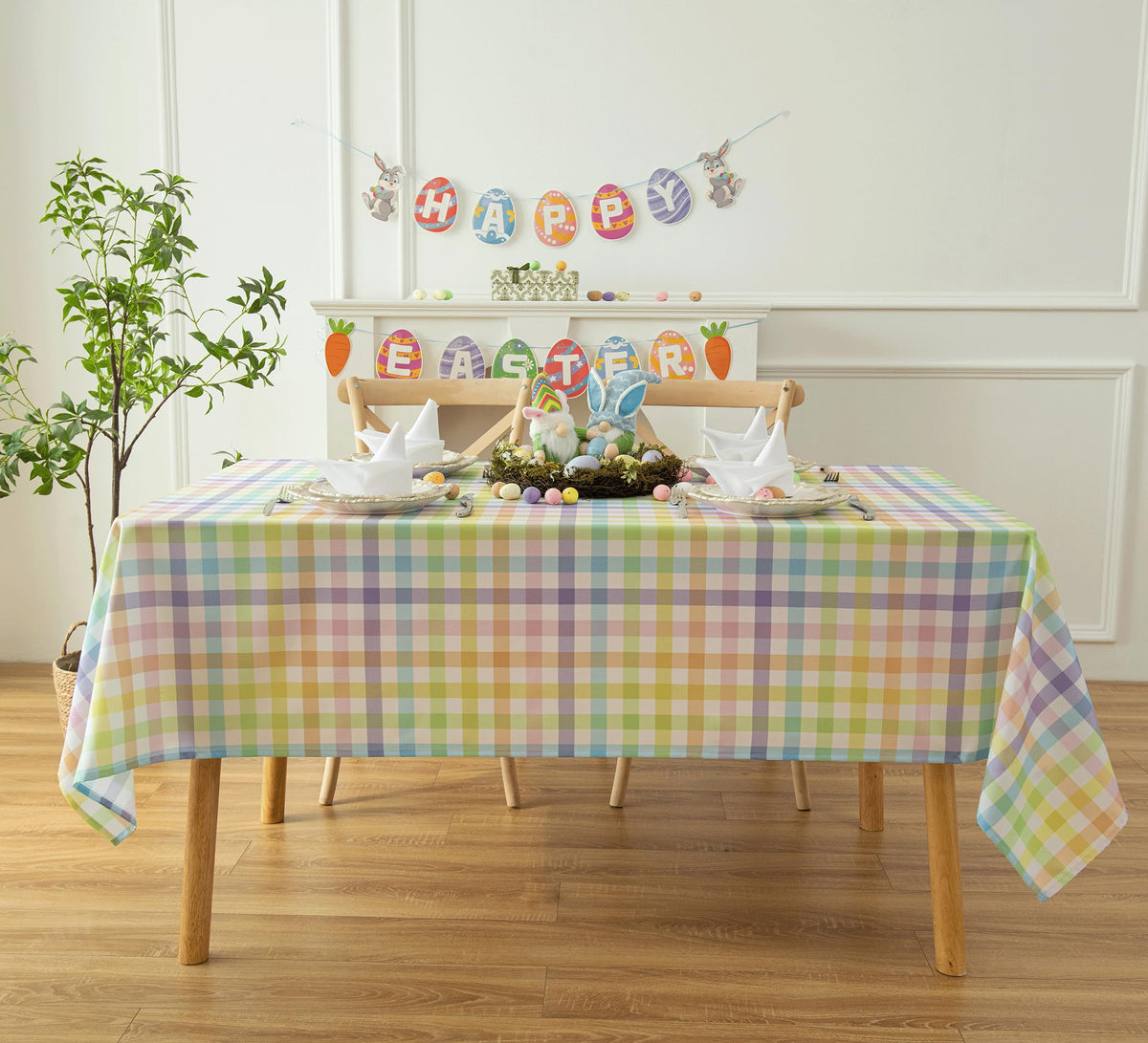 Classic Gingham Buffalo Easter Tablecloth Fabric