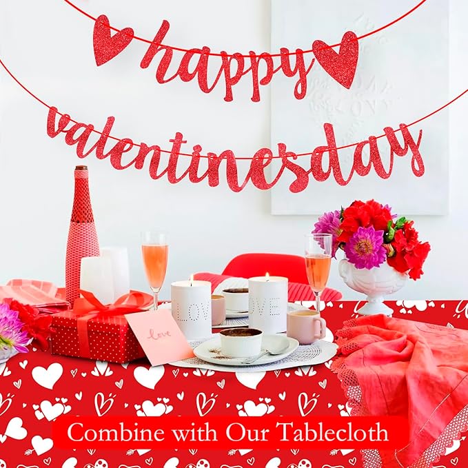 Red Glitter Happy Valentine's Day Banner