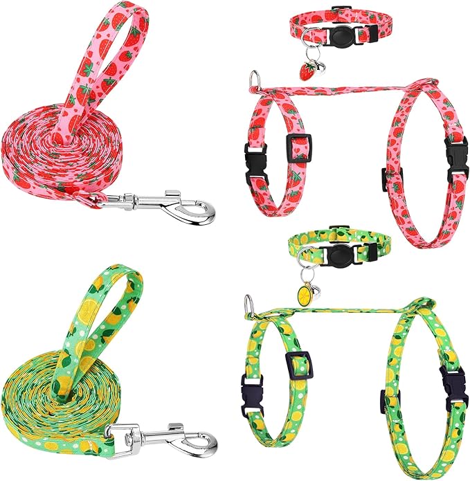 2 Pack Floral Cat Harness and Leash Escape Proof Adjustable Kitten Harness