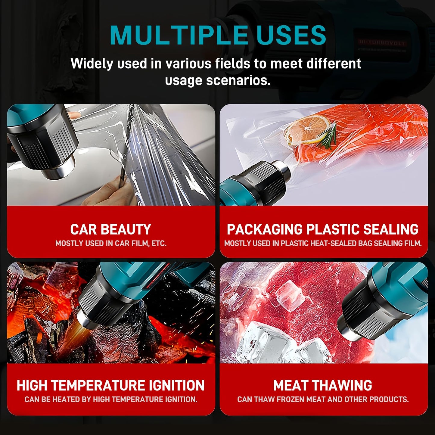 Cordless Heat Gun - Digital Precision Temp Control, Twin 3000mAh Batteries,550°F for Shrinking, Thawing, Glue & Paint Removal - Professional Battery-Powered Hot Air Gun Kit