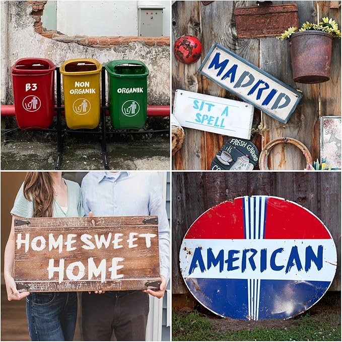 36pc Reusable Letter Stencils for Painting - Alphabet & Numbers, Spray Painting, Wood, Wall, Fabric, Rock, Chalkboard, Signage (11 inch, Cursive)