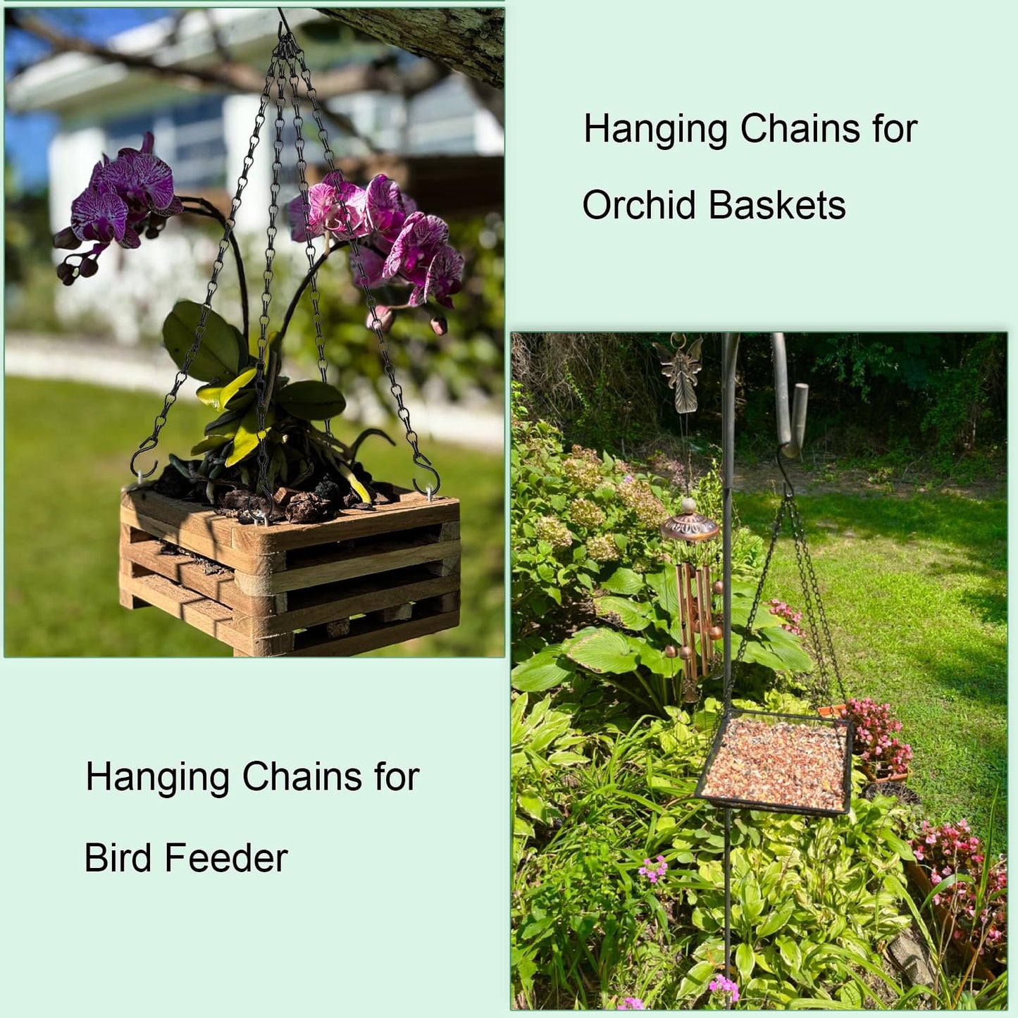 Heybe Hanging Baskets Chains 23 Inches 4 Leads Hanging Chains Flower Pot Hanger Replacement Plant Hangers for Planters and Lanterns, Pack of 3 (4 Legs)