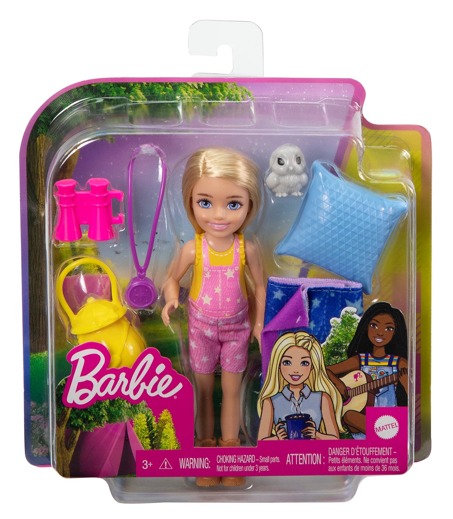 Barbie It Takes Two Camping Playset with Blonde Chelsea Small Doll Owl, Sleeping Bag & Accessories
