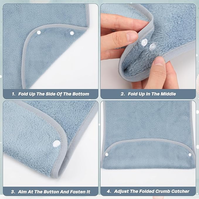 6 Pack Adult Bibs for Men and Women Elderly Senior Washable Clothing Protector with Crumb Catcher Large Towel Bibs for Special Needs Adult and Disabled Adjustable Reusable