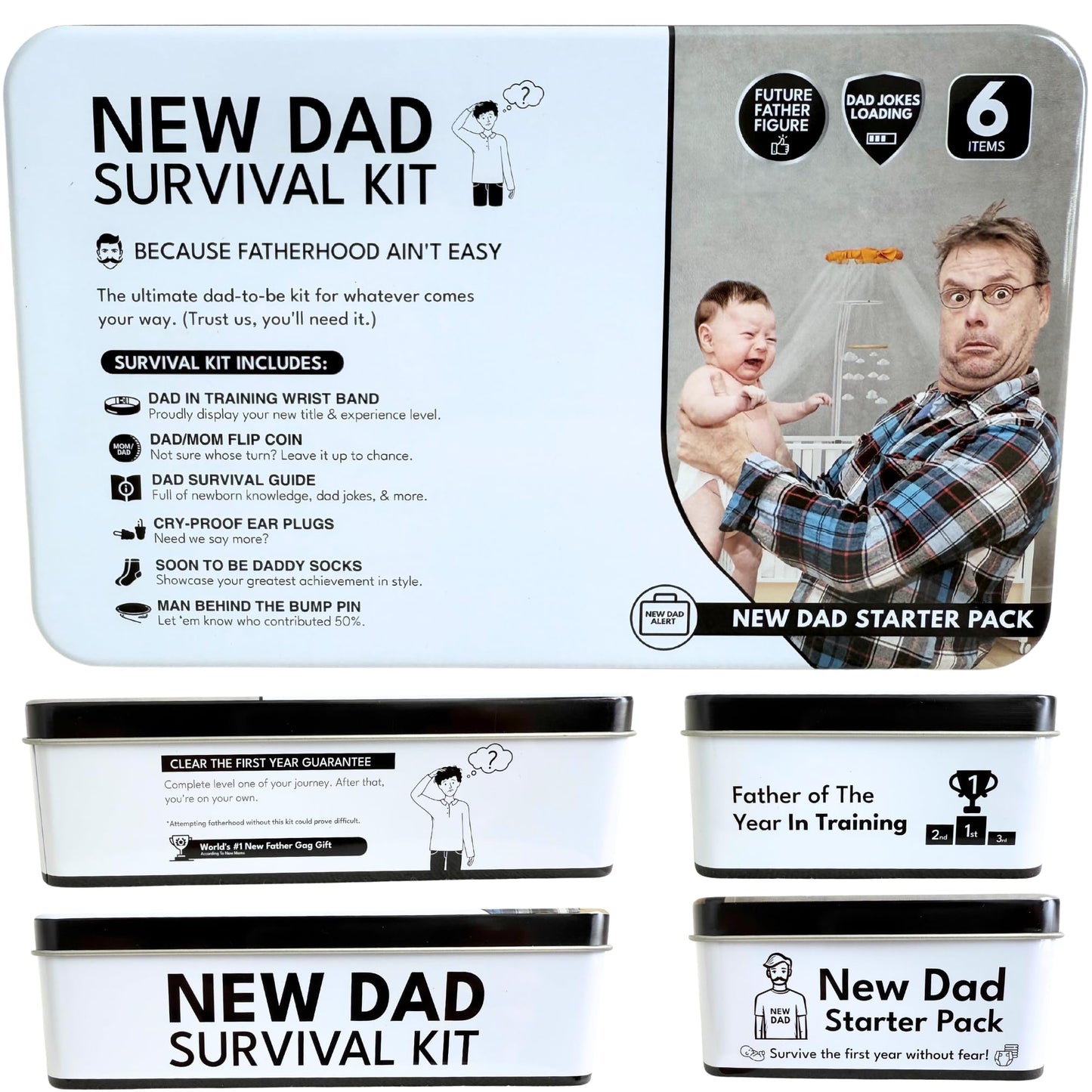 Funny New Dad Gift for First Time Parents | Unique Pregnancy Present for Expecting Fathers to Be | Best New Father Present for Gender Reveal or Baby Shower | Includes Socks, Decision Coin & More