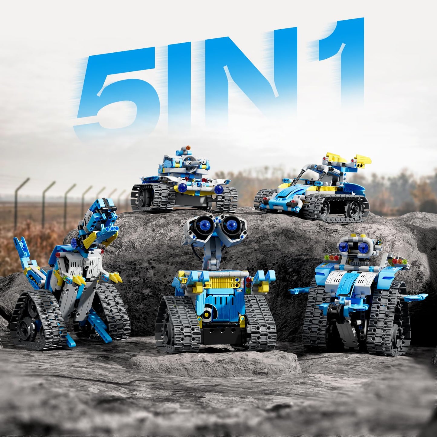 Mibido Robot Building Kit with Remote Control STEM Gifts for Kids Boys Ages 8-14, Technic Coding Robotic Toys for Teenās Birthday, Build 5in1 Models with 488 Pieces