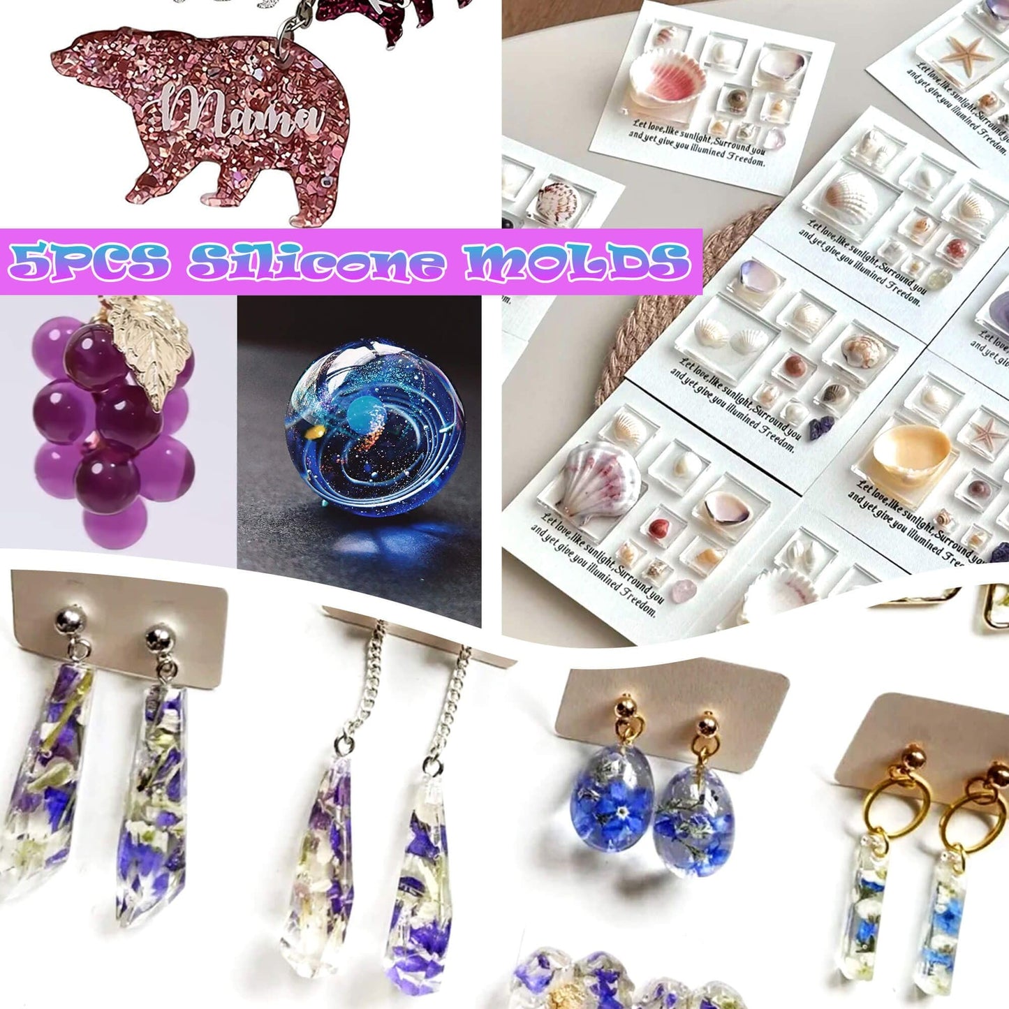 JILLSKY UV Resin Jewelry Making Kit, 300g Complete UV Resin Kit with Light, Molds, Storage Box & Tools for Beginners, DIY Resin Earrings, Necklaces, Pendants & Crafts
