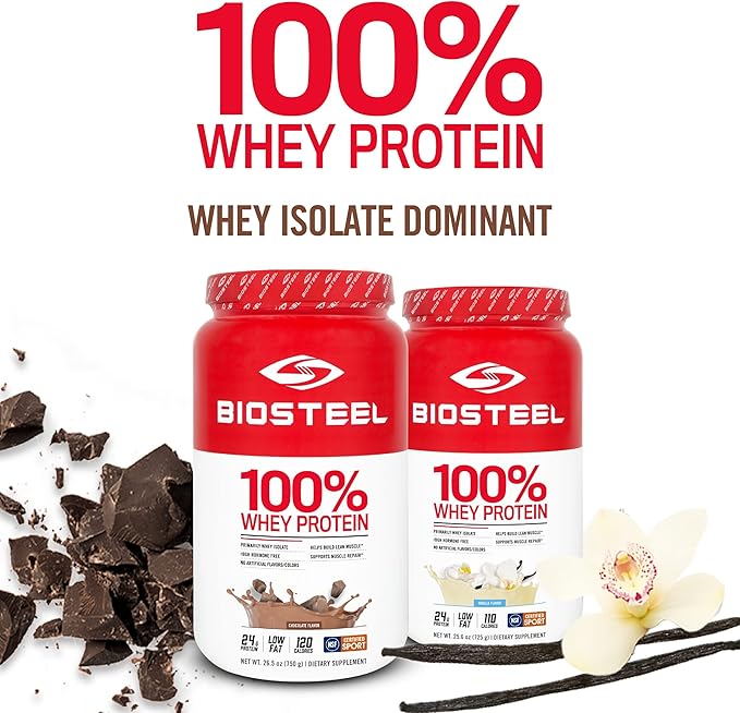 BioSteel Sports Chocolate 100% Whey Protein Powder Supplement, rBGH Hormone Free & Non-GMO Post Workout Formula, 25 Servings, 25.5 Ounces Trusted by Pro Athletes, NSF for Sport