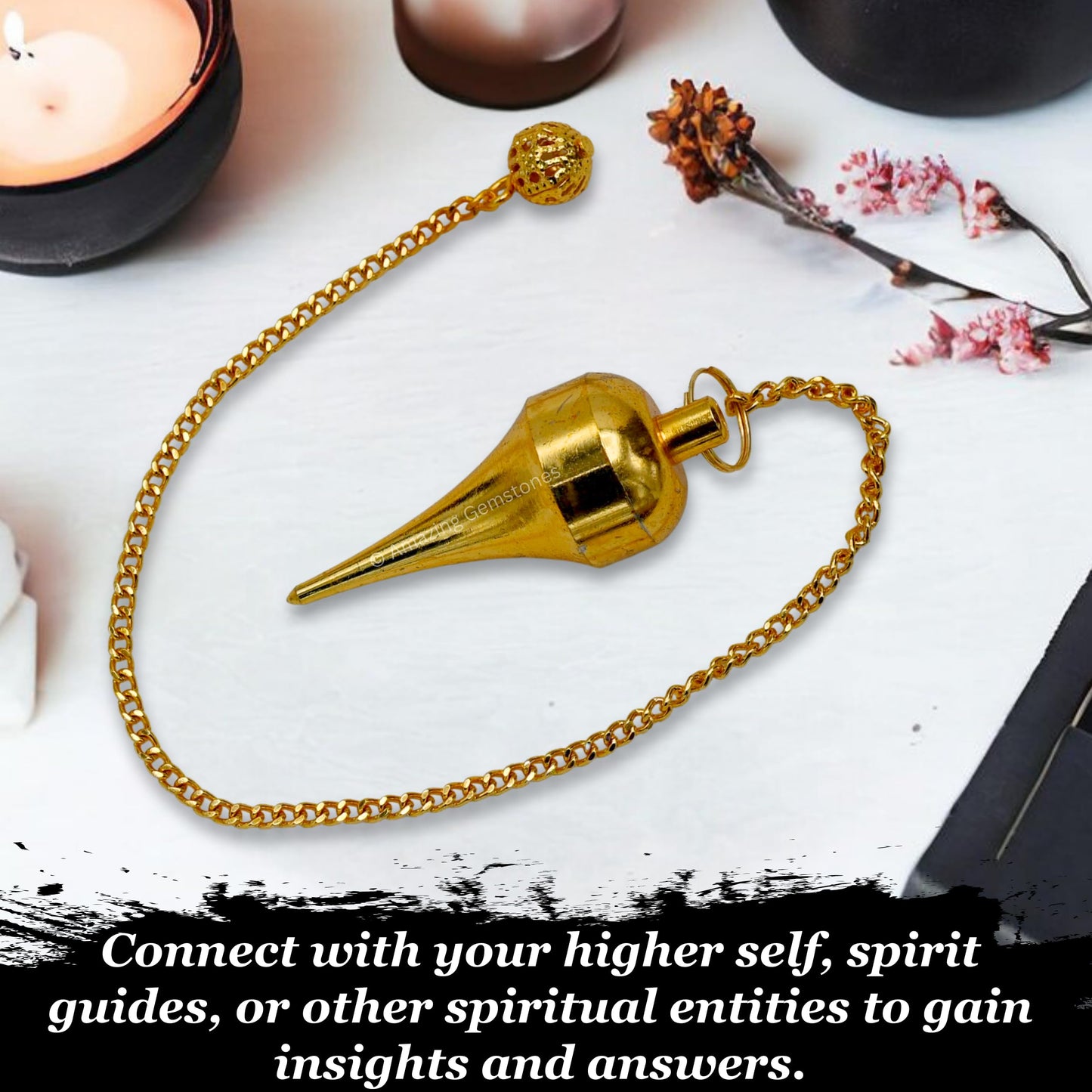 Amazing Gemstone Healing Metal Pendulums for Divination, Gold Point Dome Cone Steel Copper Pendulum High Energy Pendulo de Bronce Pendulos de Mesa MP39