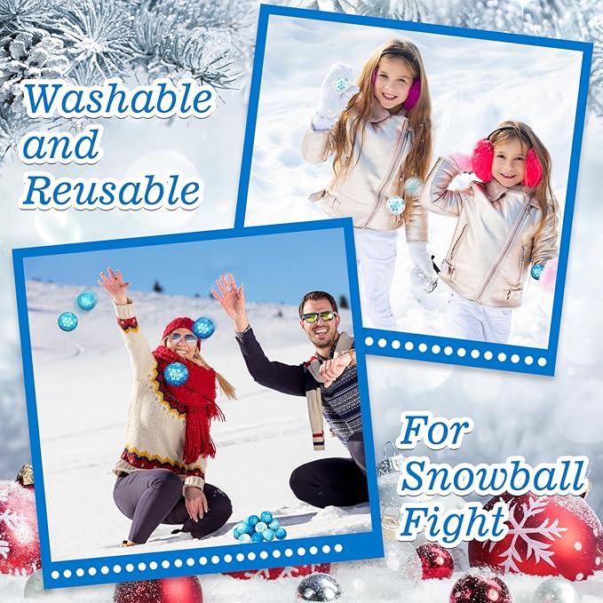 Zhanmai Winter Snowflake Stress Balls Bulk Snow Squeeze Balls Stress Relief Ball for Winter Holiday Decorations Goodie Bag Fillers(60 Pcs,1.77 Inch)