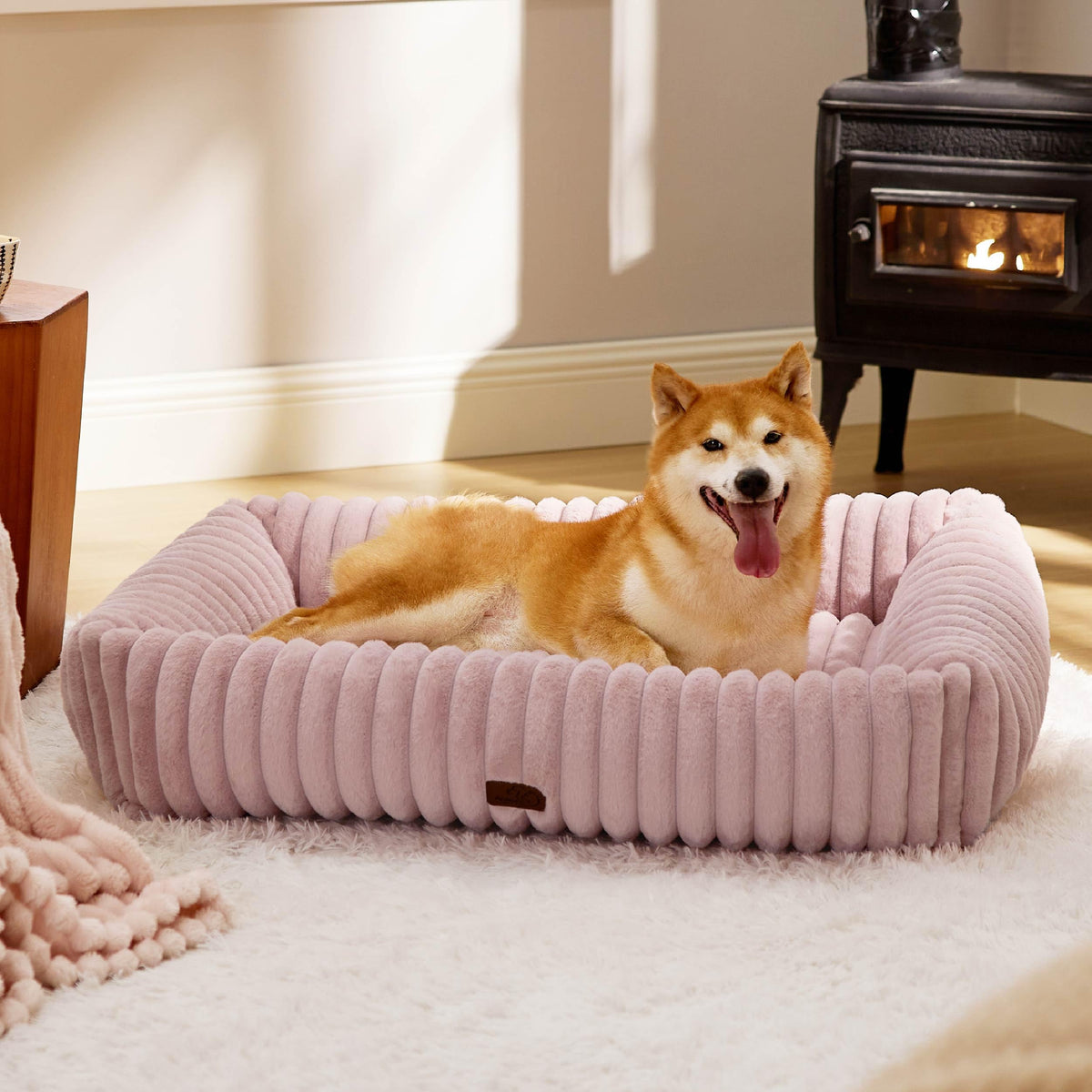 Bedsure ComfyFleece® Cute Dog Beds Large Sized Dog Washable,36in Cream