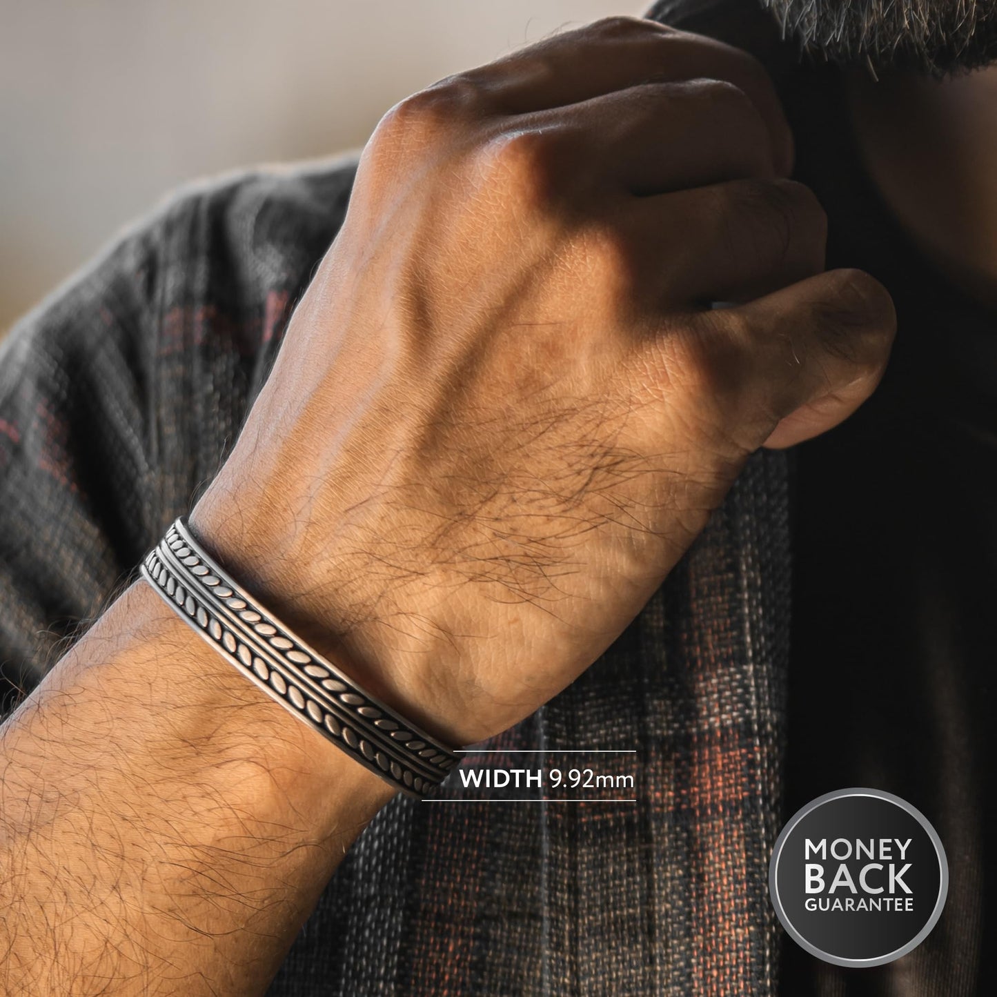 RTZN® Cuff Bracelet for Men – Premium Stainless Steel Mens Bangle Bracelets – Silver Mens Cuff Bracelet – Waterproof & Non-Tarnish Minimal Men Western Bracelet (Native Feather, Large)